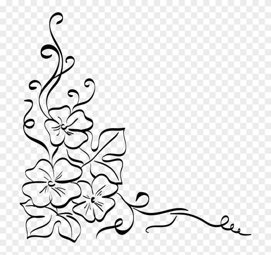 Floral Design Decorative Arts Drawing Flower Ornament - Flower Corner Clipart - Png Download