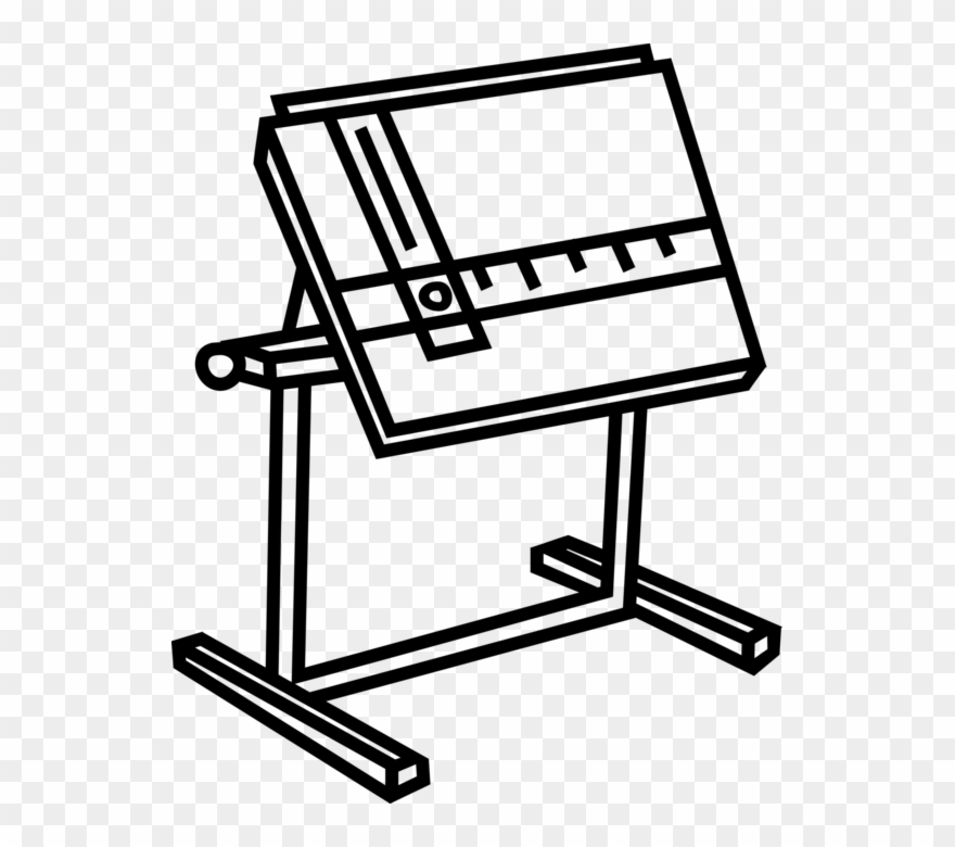 Vector Illustration Of Drafting Table Used By Draftsman - Drafting Table Clipart - Png Download