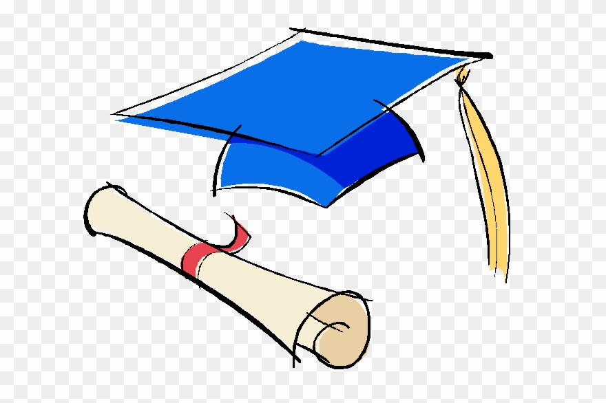 Blue Graduation Cap And Diploma - Blue Graduation Cap Clipart - Png Download
