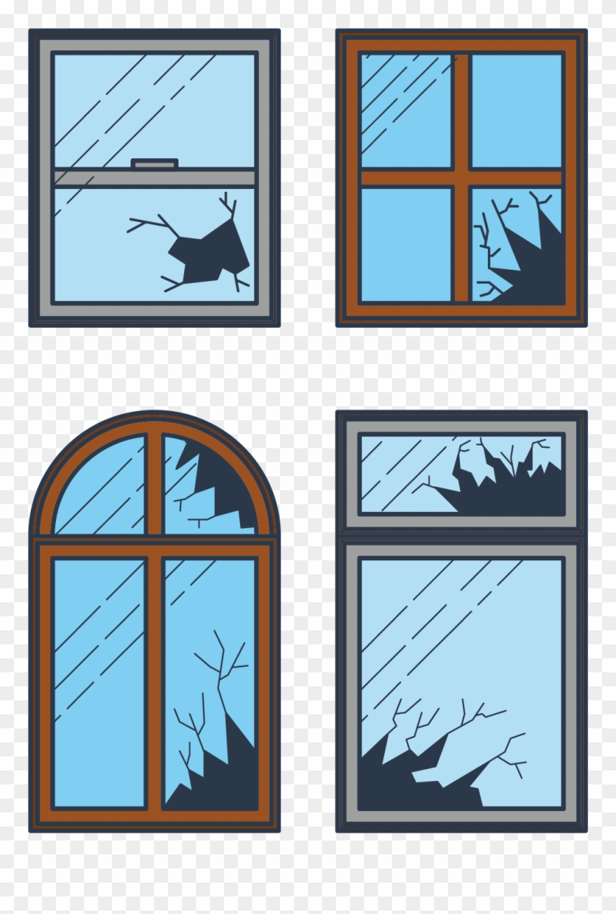 Broken Window Clip Art - Draw A Broken Window Clipart - Png Download
