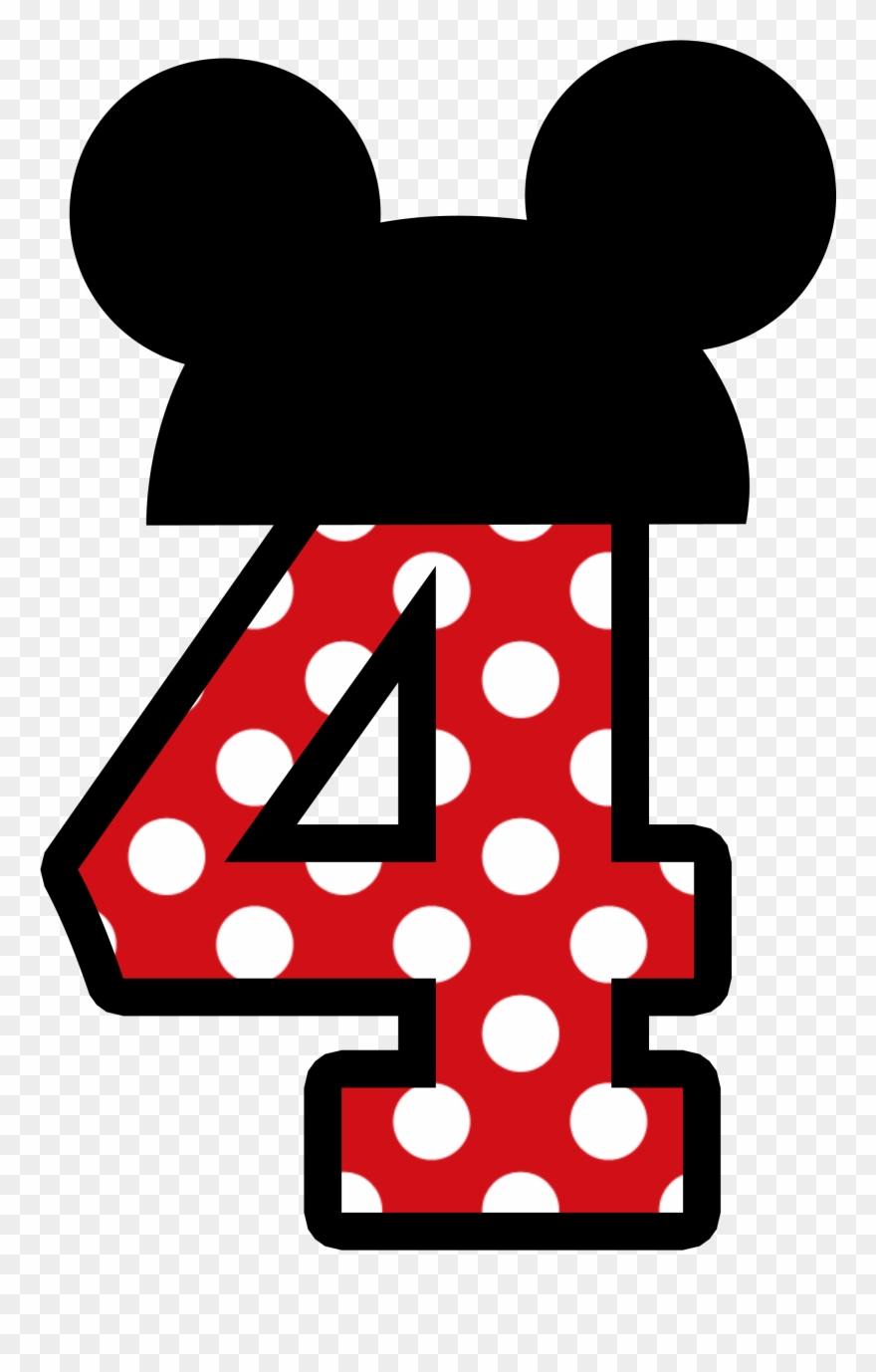 Mickey Mouse And Friends, Mickey Mouse Birthday, Minnie - Number 4 Mickey Mouse Clipart