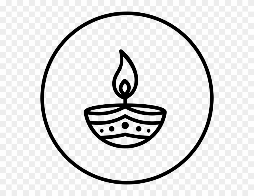 Celebration Rubber Stamp - Diwali Diya Clip Art Black And White - Png Download