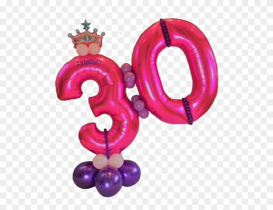 30th Birthday Princess Theme Display - 30th Birthday Balloons Png Clipart