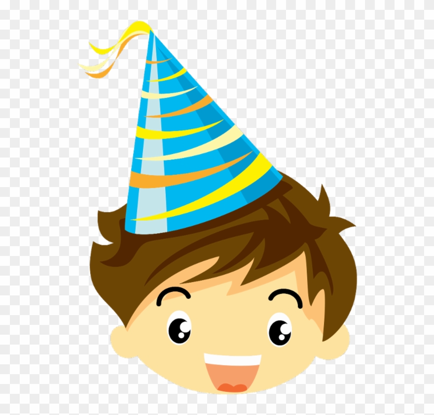 Boy In Birthday Hat - Boy Celebrating Birthday Cartoon Clipart