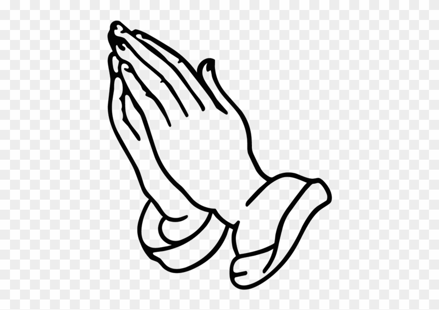 Cross With Praying Clipart Black And White - Hands Praying - Png Download