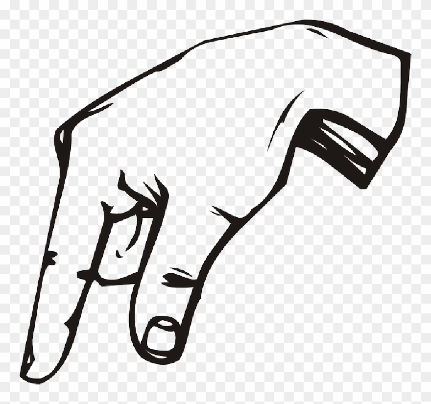 Outline Of Hand - Lenguaje De Señas Q Clipart