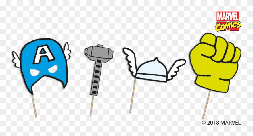 Marvel Pop Comic Party Photobooth Props - The Avengers Clipart
