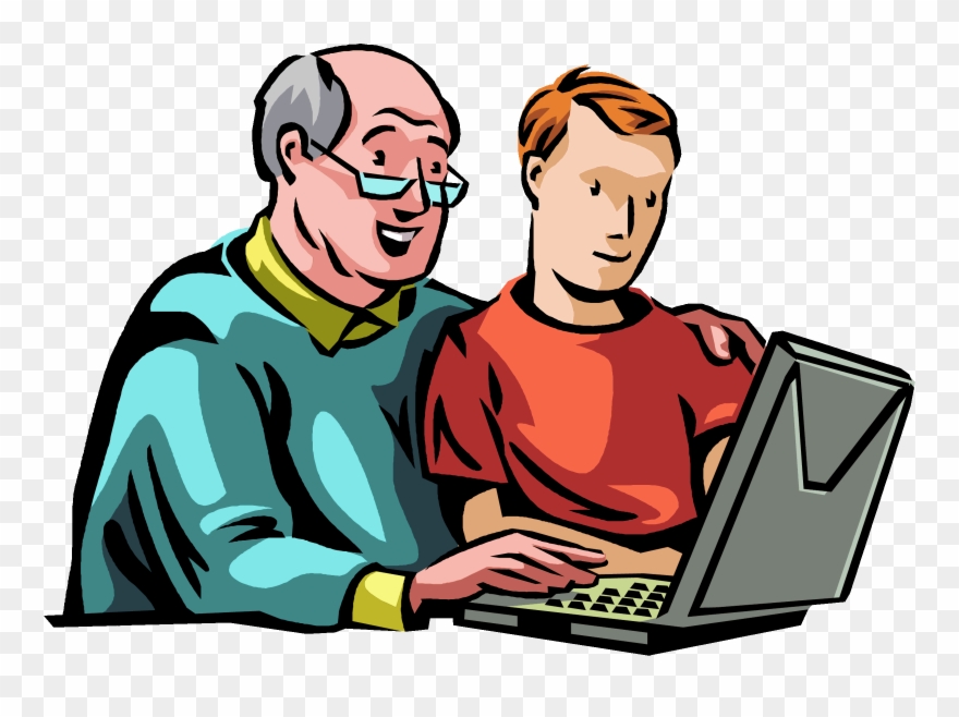 Clip Art Clipart Broker Clip Art - Grandfather With Grandson Cartoon - Png Download