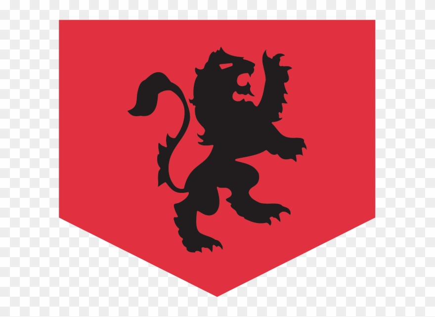 Red Flag With A Black, Medieval Lion Design Representing - Red Lions San Beda Logo Clipart
