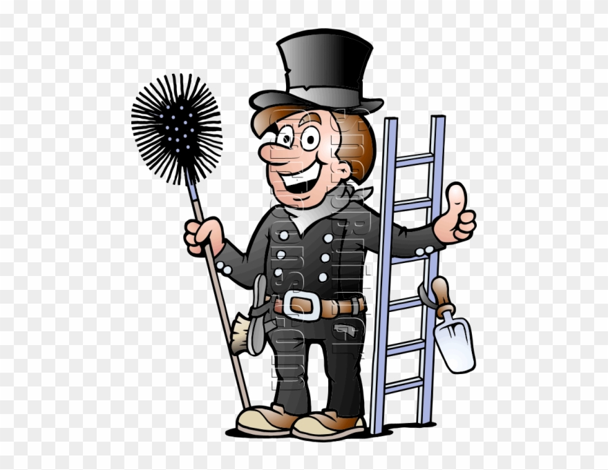 Chimney Sweeper With Cleaning Tools Cleaning Services - Chimney Sweeper Clipart