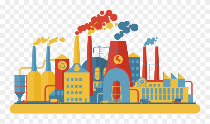 Factory Flat Design Clip Art - Railways Electrification Trend - Png Download