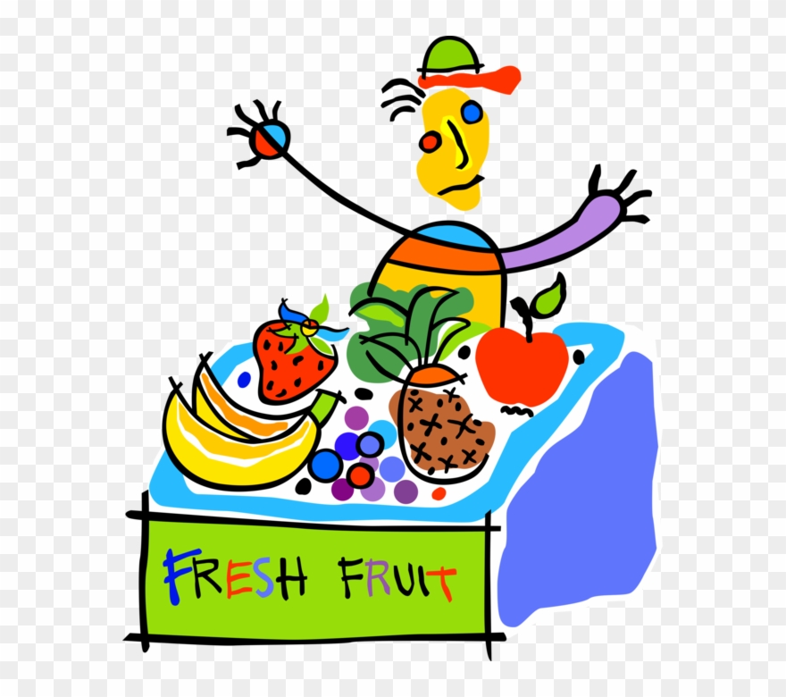 Vector Illustration Of Outdoor Fresh Fruit And Vegetable - Barraca De Frutas Desenho Clipart