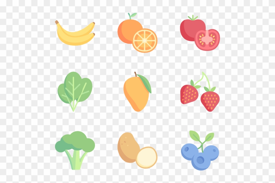 Fruits And Vegetables - Food Icons Clipart