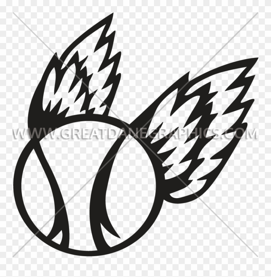 Baseball With Wings - Printed T-shirt Clipart