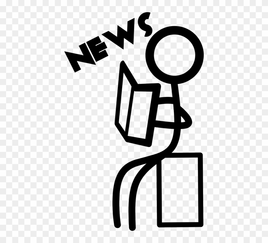 Newspaper Bee Cliparts 23, Buy Clip Art - Stick Man Reading - Png Download