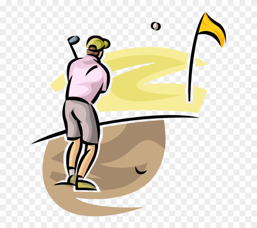 Golfer Plays Ball Out Of Sand Image - Illustration Clipart