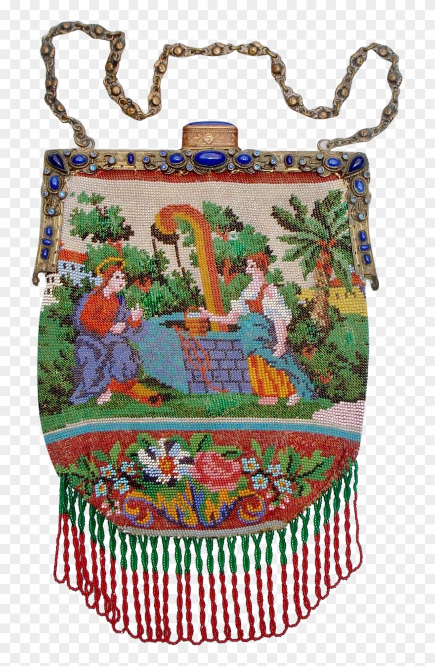Figural / Scenic Beaded "purse, "rebecca At The Well" - Cross-stitch Clipart