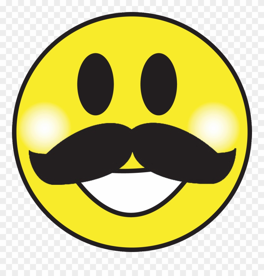 Smiley Face Moustache Clipart Smiley Emoticon Clip - Happy Face Emoji With Mustache - Png Download