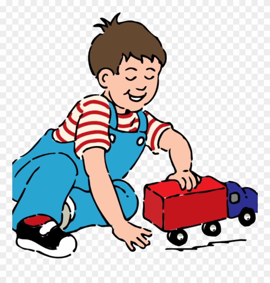 Play Clip Art Boy Playing With Toy Truck Clip Art At - Boy Playing Clipart - Png Download