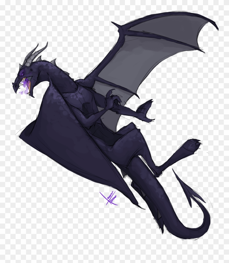 Drawn Minecraft Ender Dragon - Minecraft Ender Dragon Png Clipart