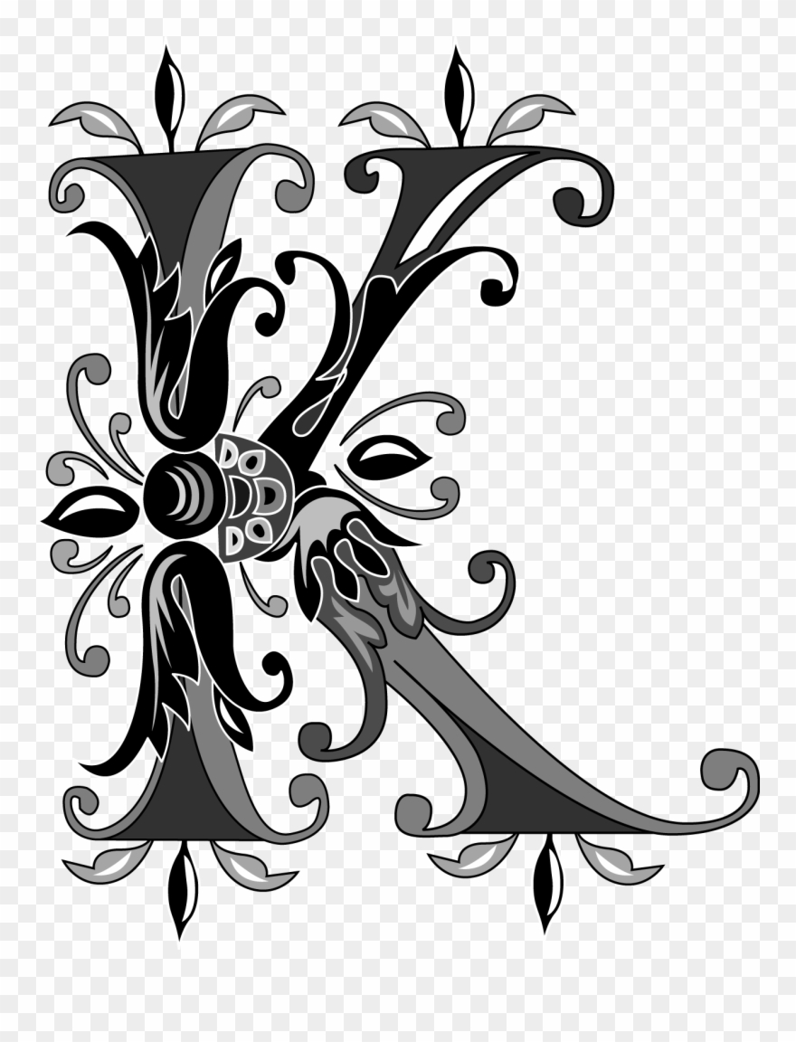 Fireplace Clipart Old Fashioned - Letra K En Blanco Y Negro - Png Download