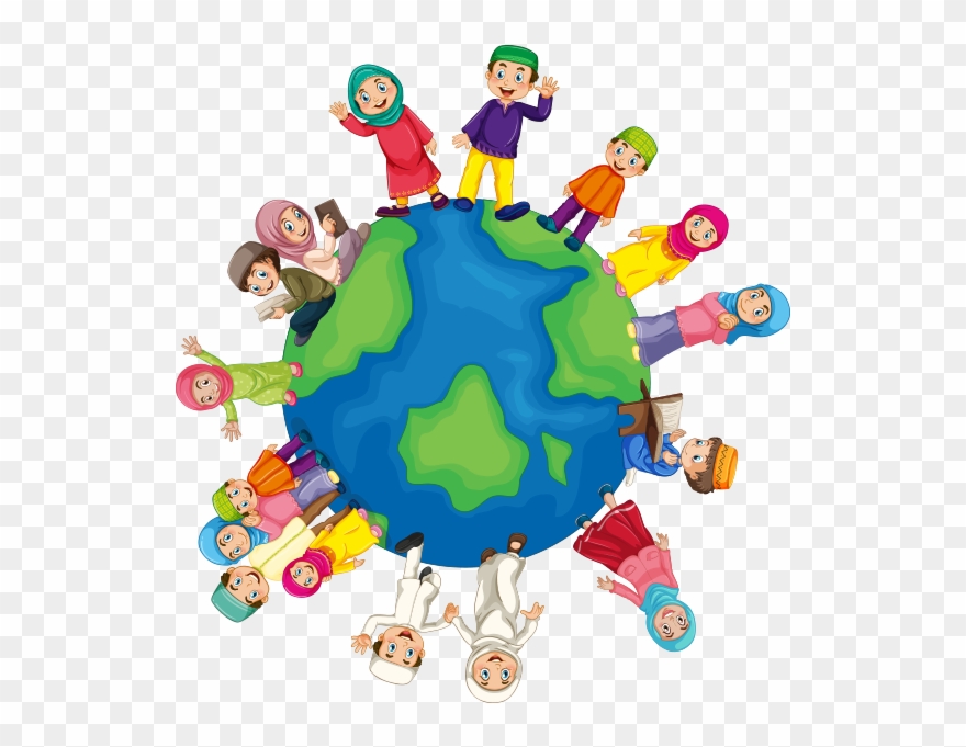 Clipart Dünya Üzerindeki Müslüman Çocuklar - Muslim Children Cartoon - Png Download