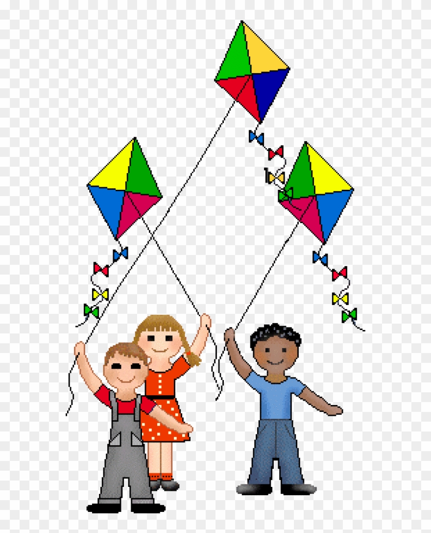 Kite Clip Art Children - Children With Kites Clipart - Png Download