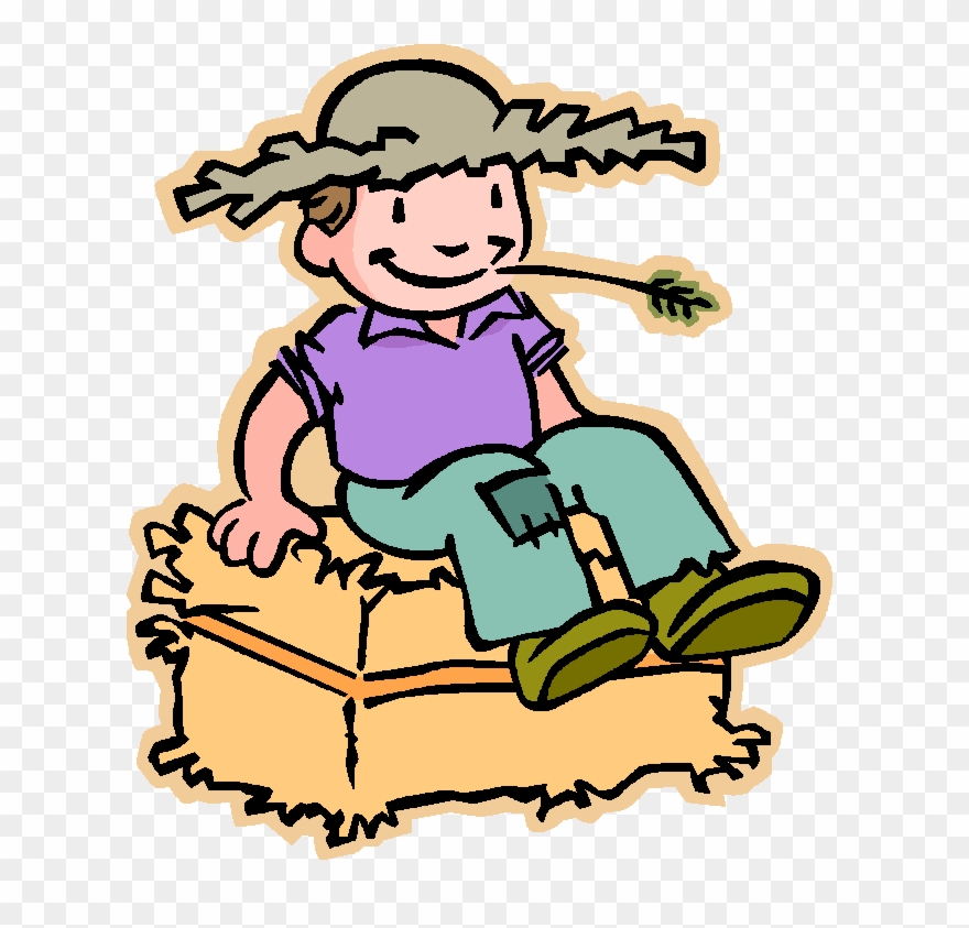 Boy On Hay Bale - Country Boy Clipart - Png Download