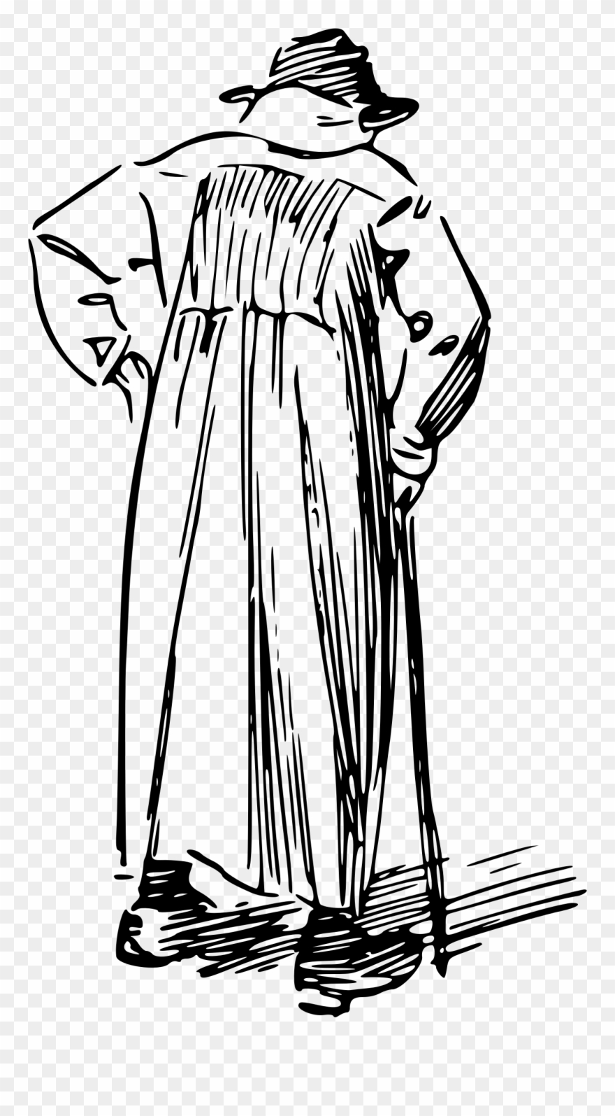 Big Image - Old Man With Walking Stick Drawing Clipart