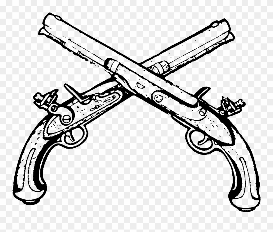 Clip Art Royalty Free Library Army Gun Pistol - Flintlock Pistol Drawing - Png Download