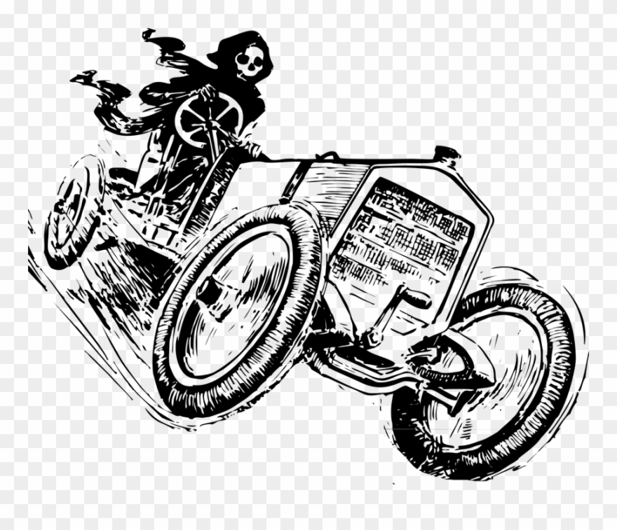 Motorcycle Flames Cliparts 15, Buy Clip Art - Grim Reaper In Car - Png Download