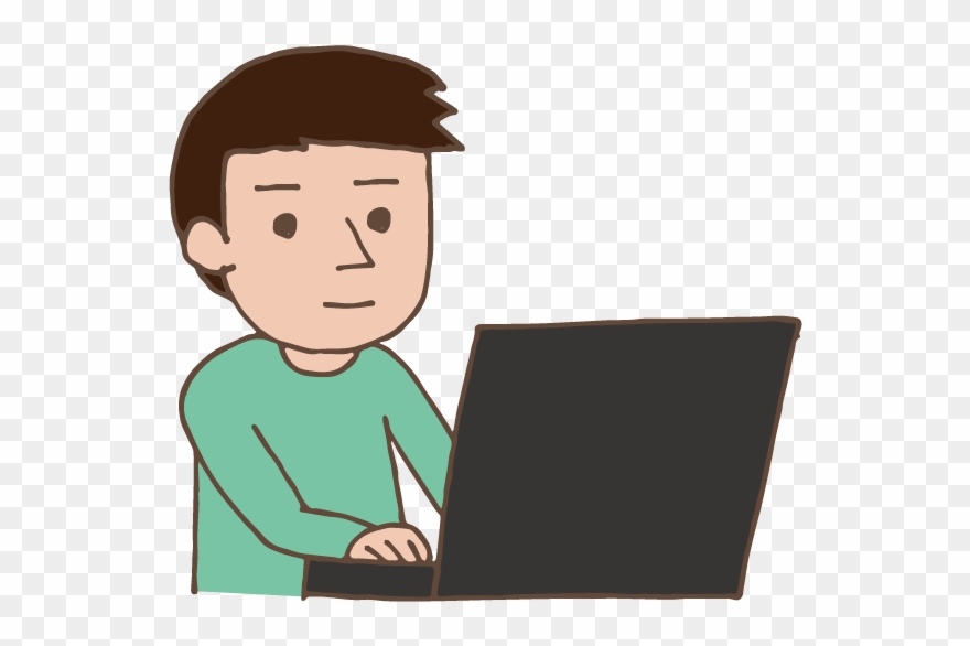 Young Man Using Laptop - Illustration Clipart