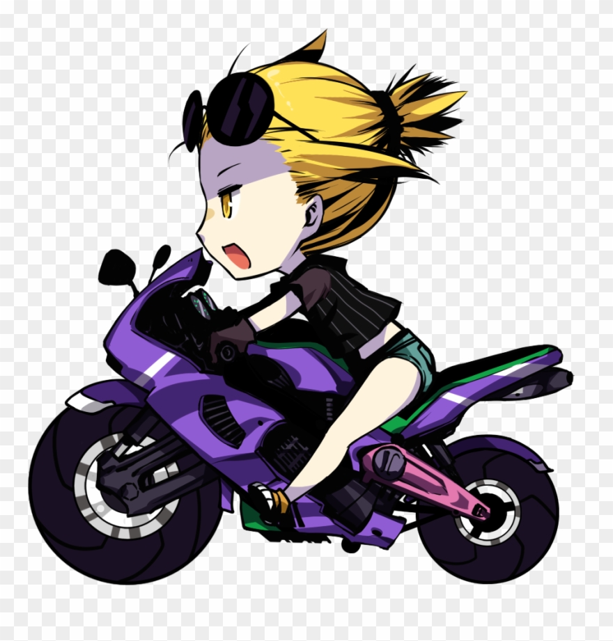 Biker - Girl On Motorcycle Cartoon Clipart