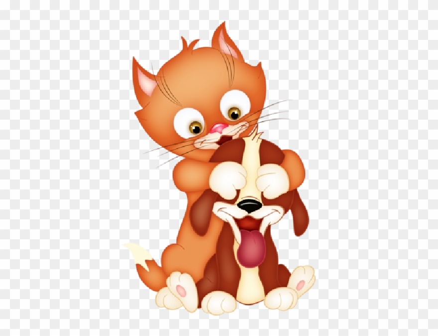 Cat And Dog Clipart - Dogs And Cat Cartoon - Png Download