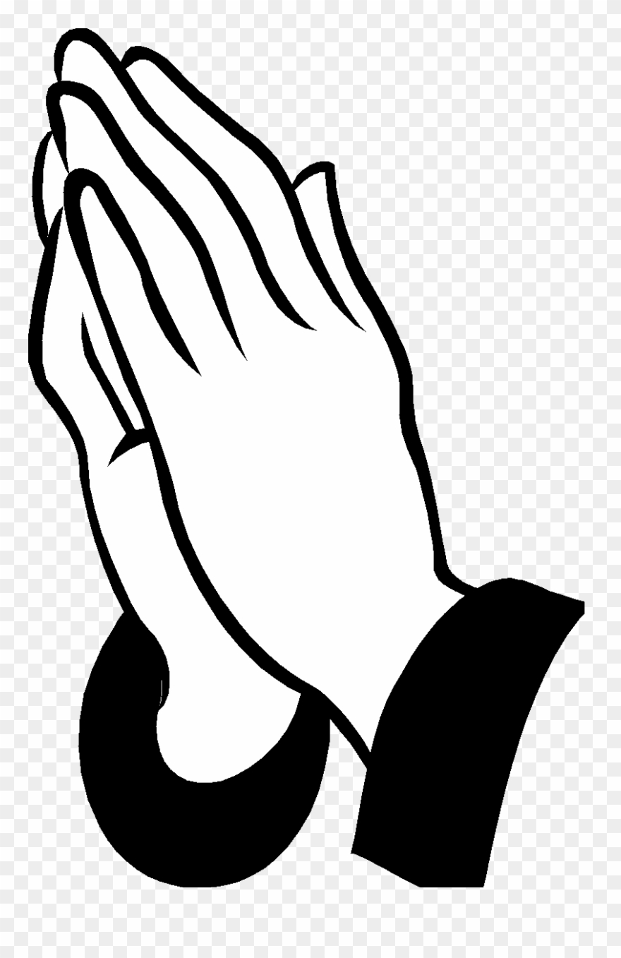 Graphic Black And White Stock Cross And Praying Hands - Clip Art Prayer Hand - Png Download