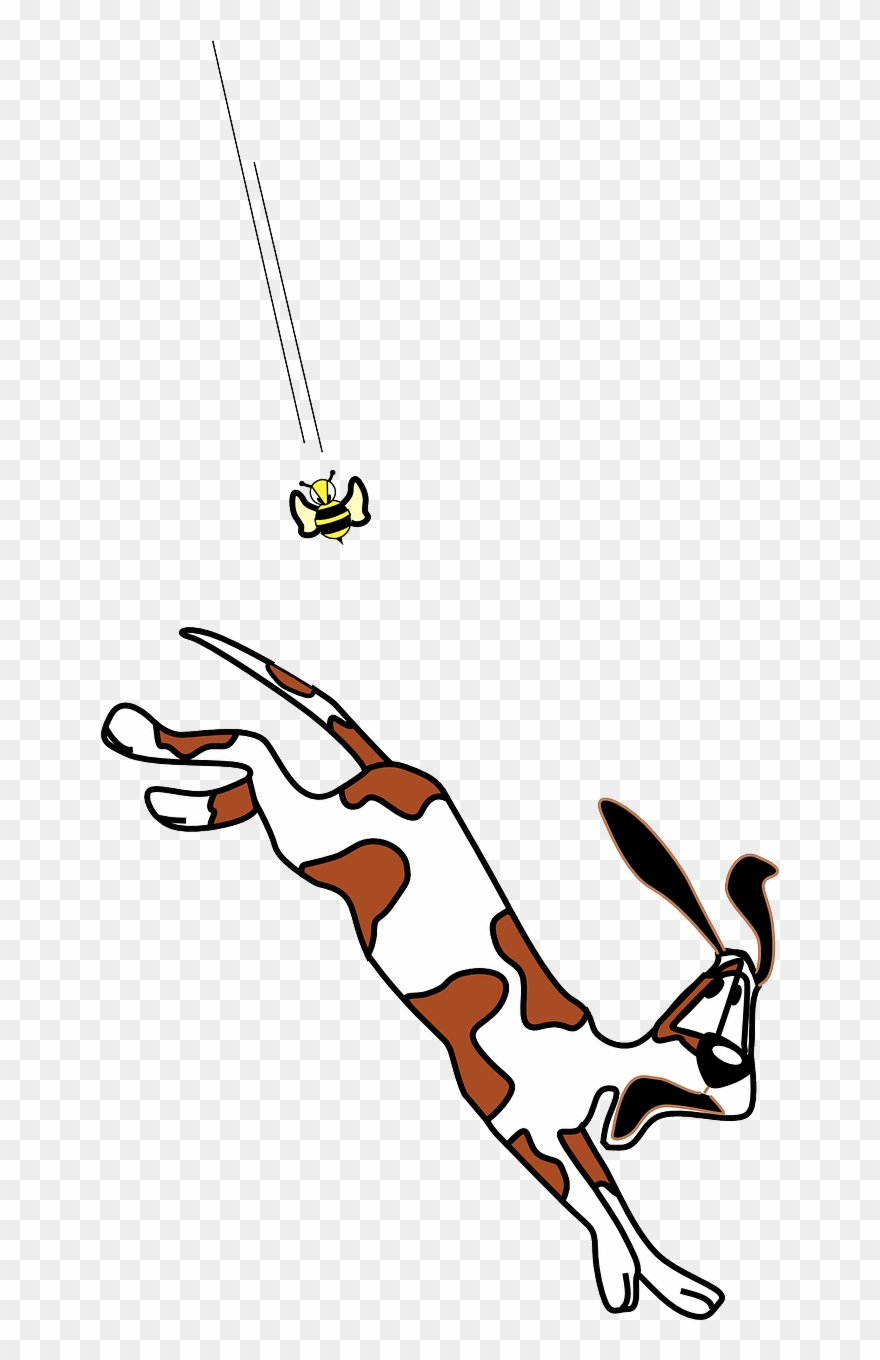 Bees Chasing Dog Cartoon Clipart