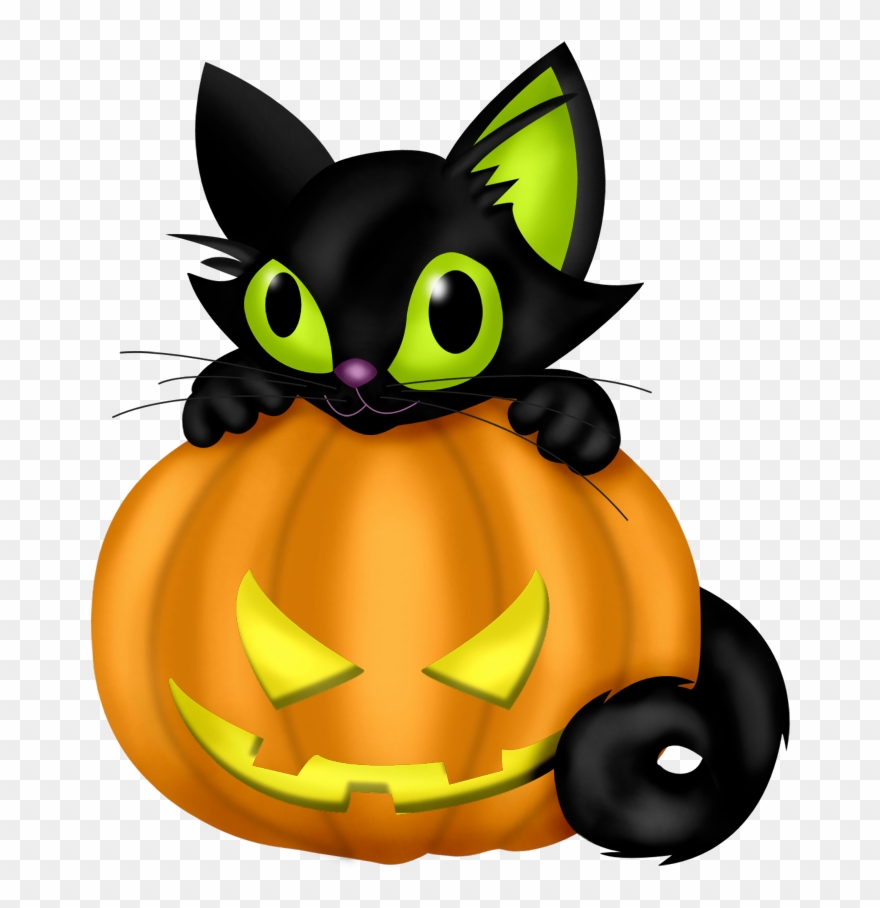 Black Cat And Pumpkin Clipart - Png Download