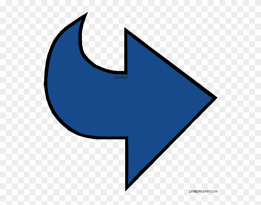 Right Clipart Blue Arrow - Blue Curved Arrow Clipart - Png Download