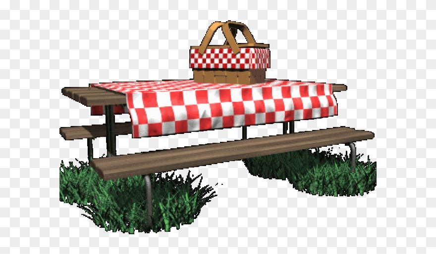 Picnic Clipart Mountain - Picnic Table With Cloth - Png Download