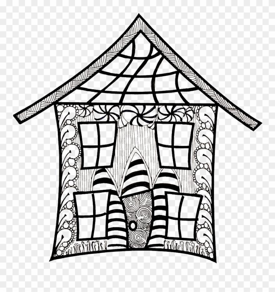 Zentangle Clipart Freeuse - Zentangle House - Png Download