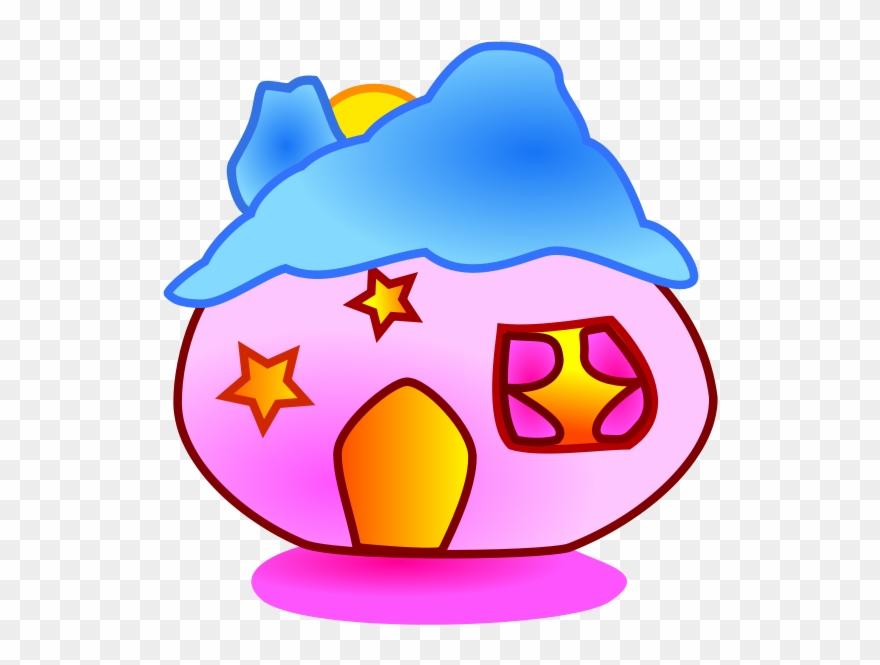 House Pink Roof Yellow - Abstract House Clipart