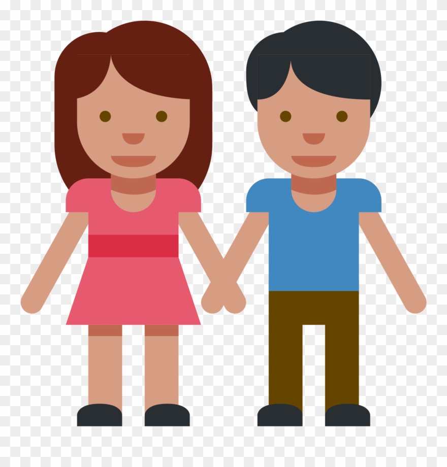 Cartoon Couples Holding Hands 9, Buy Clip Art - Emoji De Pareja De Mujer - Png Download
