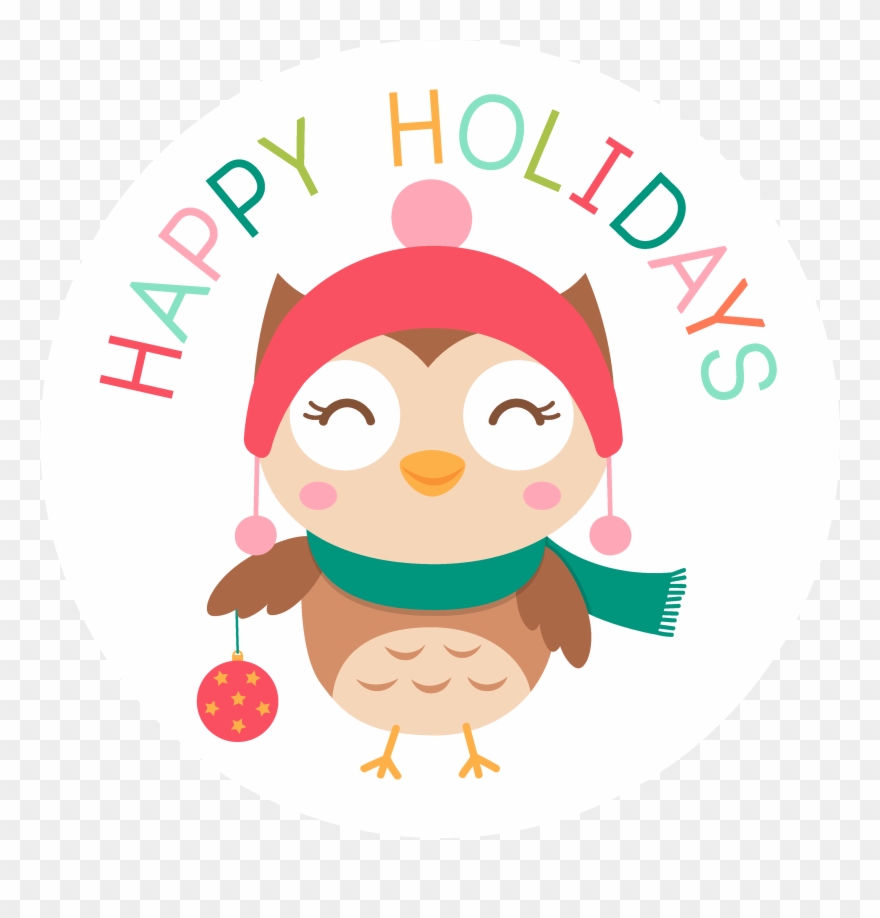 Happy Holidays Christmas Owl - Holiday Clipart