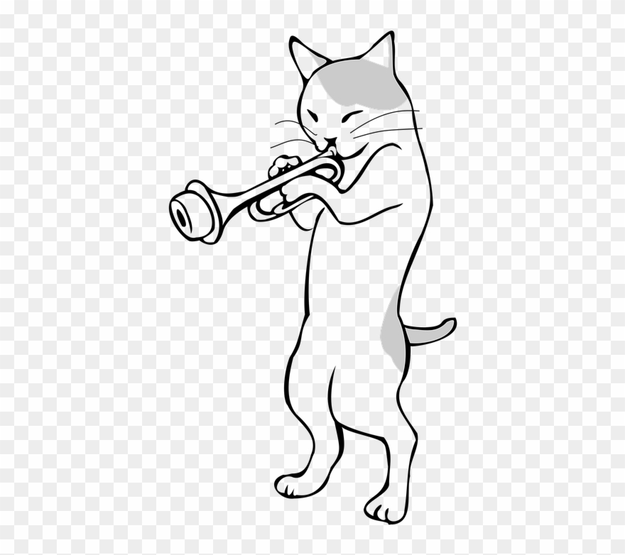 Music Note Drawings 22, Buy Clip Art - Trumpet Cat - Png Download