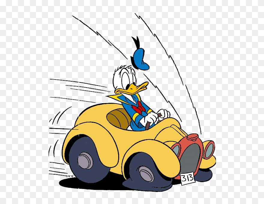 Donald Duck Clipart Drive A - Donald Duck Driving A Car - Png Download
