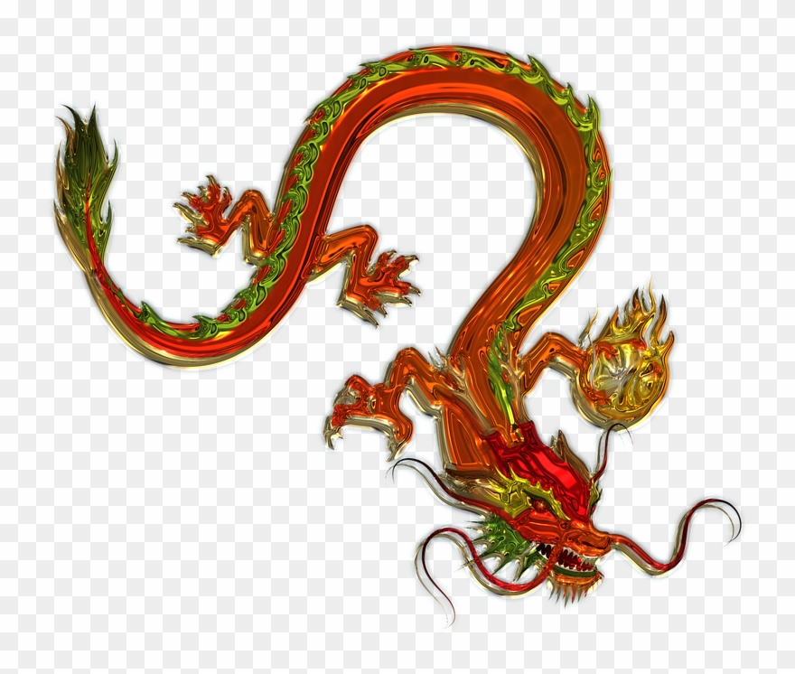 Chinese Dragon Clipart Chinese Dragon Clipart 4497679 - Metallic Orange Serpent Dragon Round Ornament - Png Download