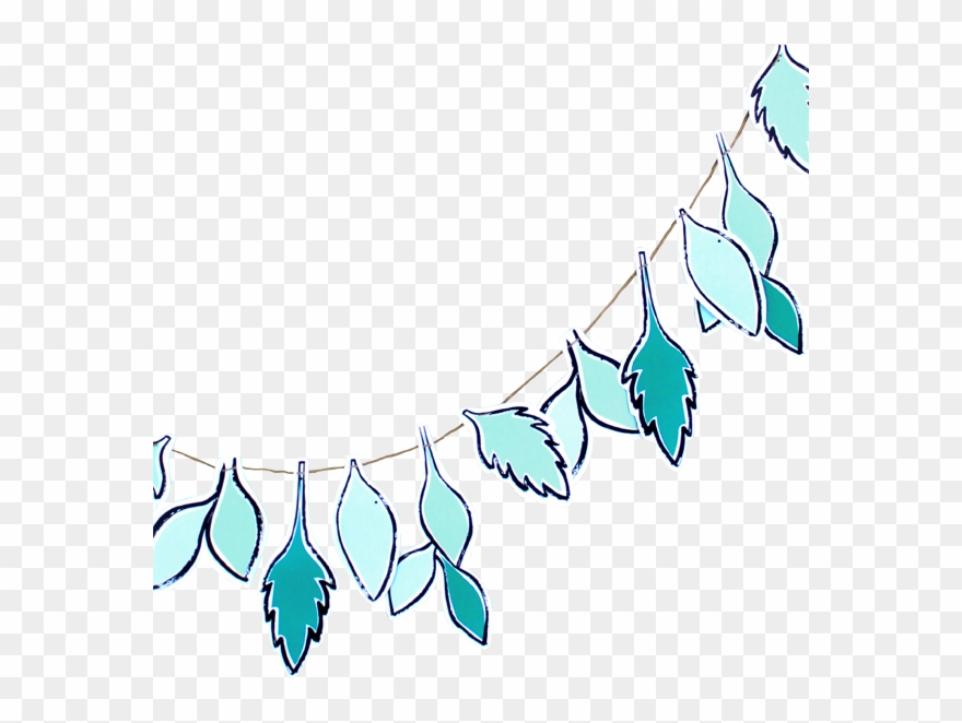 Hand Doodled Leaves Garland-palm & Pine Party Co - Birthday Clipart