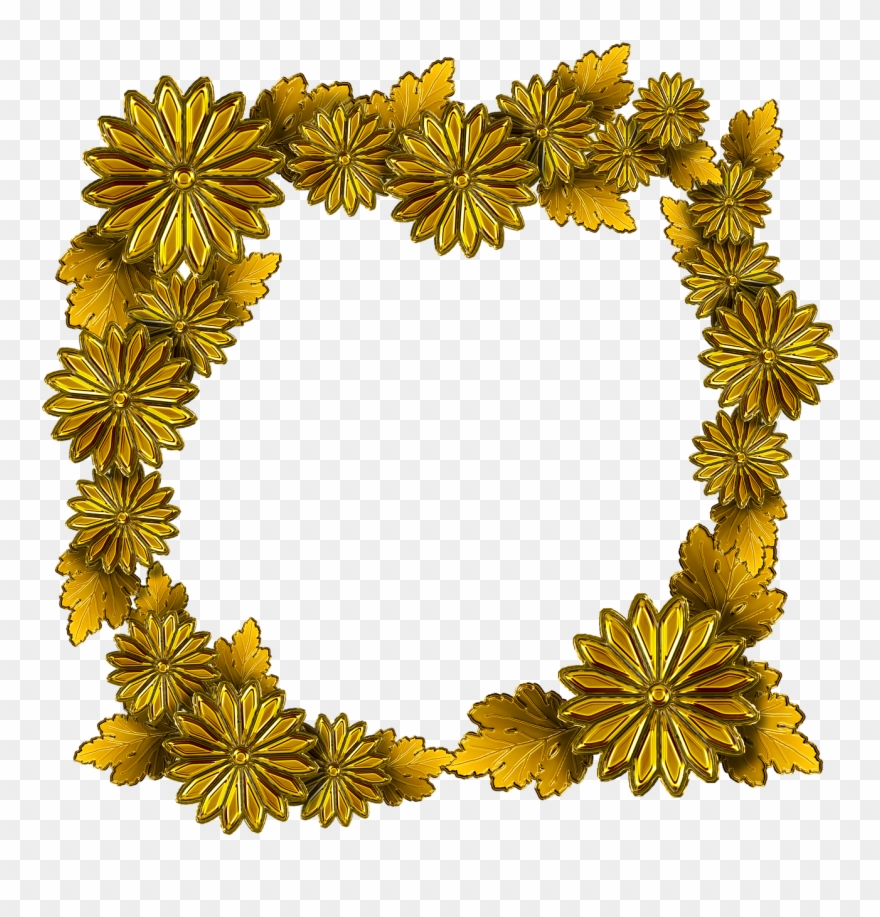 Gold,the Frame,chrysanthemum - Frame Bunga Emas Png Clipart