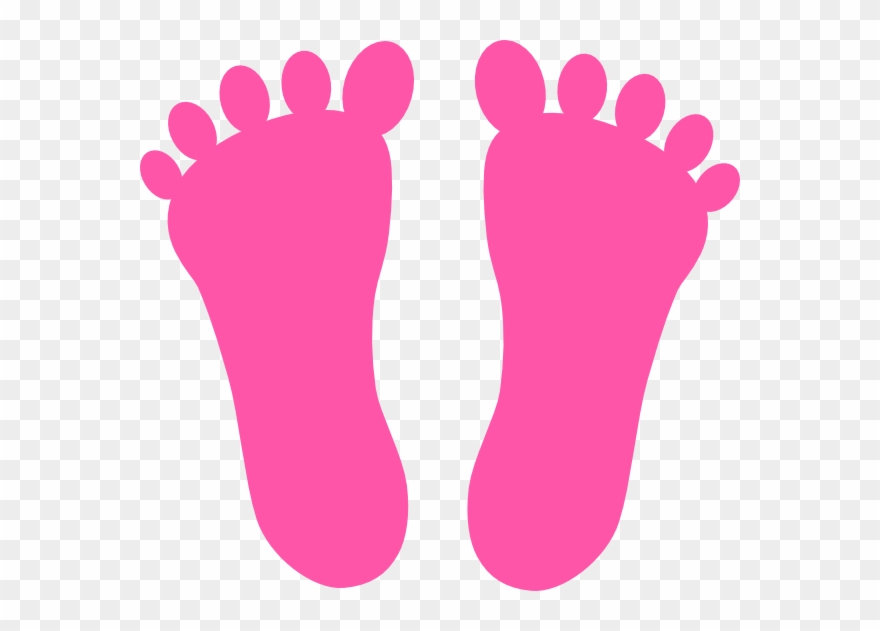 Footprint Clipart Barefoot - Pink Footprint Clipart - Png Download