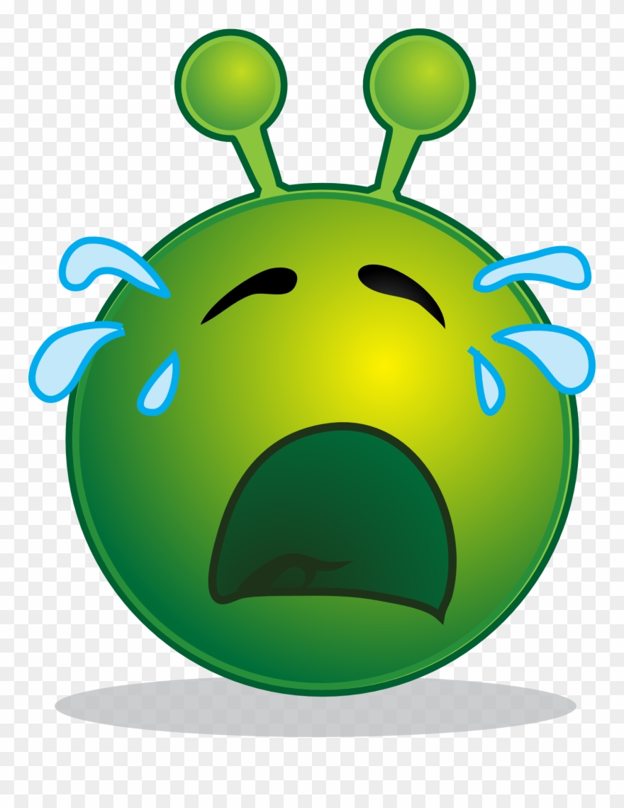 Alien Smiley Burst Into Tears - Sad Green Alien Clipart